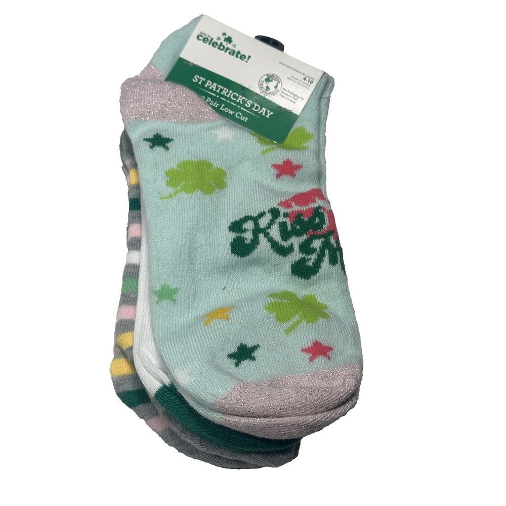 Way To Celebrate St Patricks Day Womens Low Cut Ankle Socks 3 Pair Size 4-10